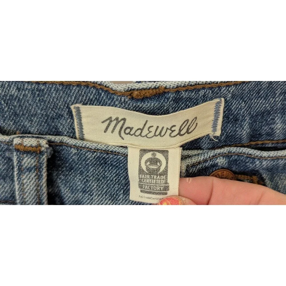 Madewell Classic Straight Jeans Cropped High Rise Raw Hem Medium Wash Size 26